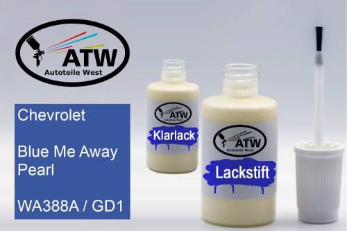 Chevrolet, Blue Me Away Pearl, WA388A / GD1: 20ml Lackstift + 20ml Klarlack - Set, von ATW Autoteile West.